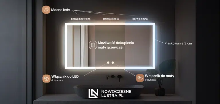 Lustro LED podświetlane półokrągłe Barcelona – zdjęcie 10