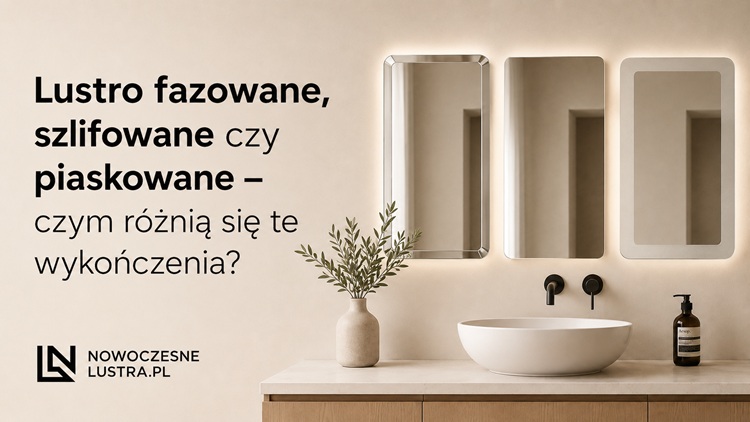 lustro piaskowane, szlifowany i fazowane