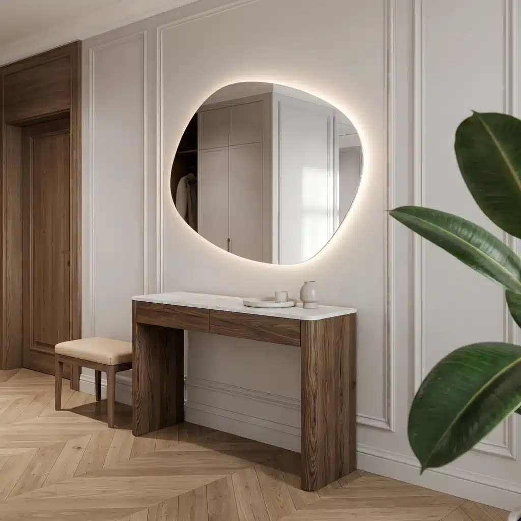Lustro LED podświetlane nieregularne Kos w aranżacji