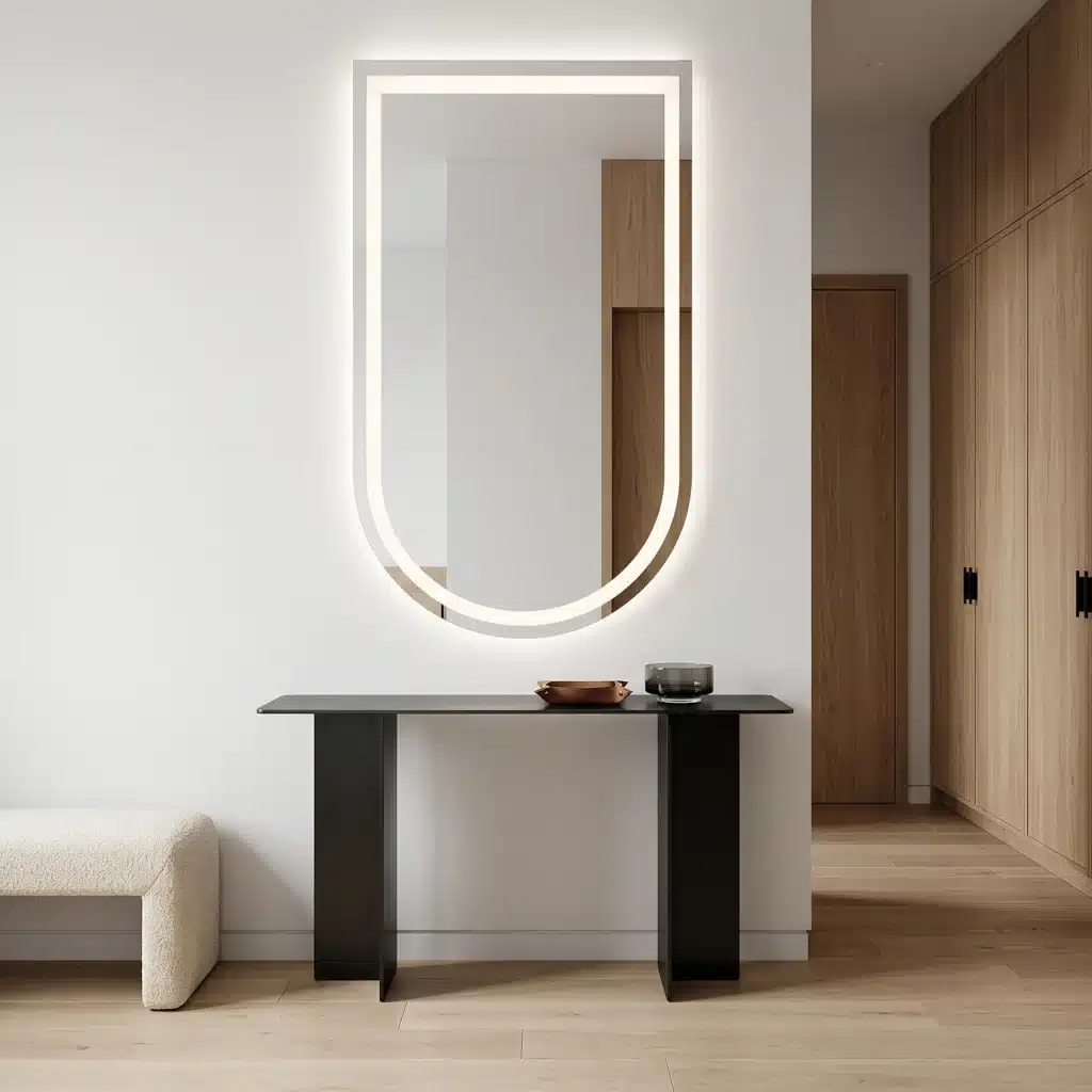 Lustro Oxford LED – owalne, nieregularne z piaskowaniem — Dodatki do wyboru